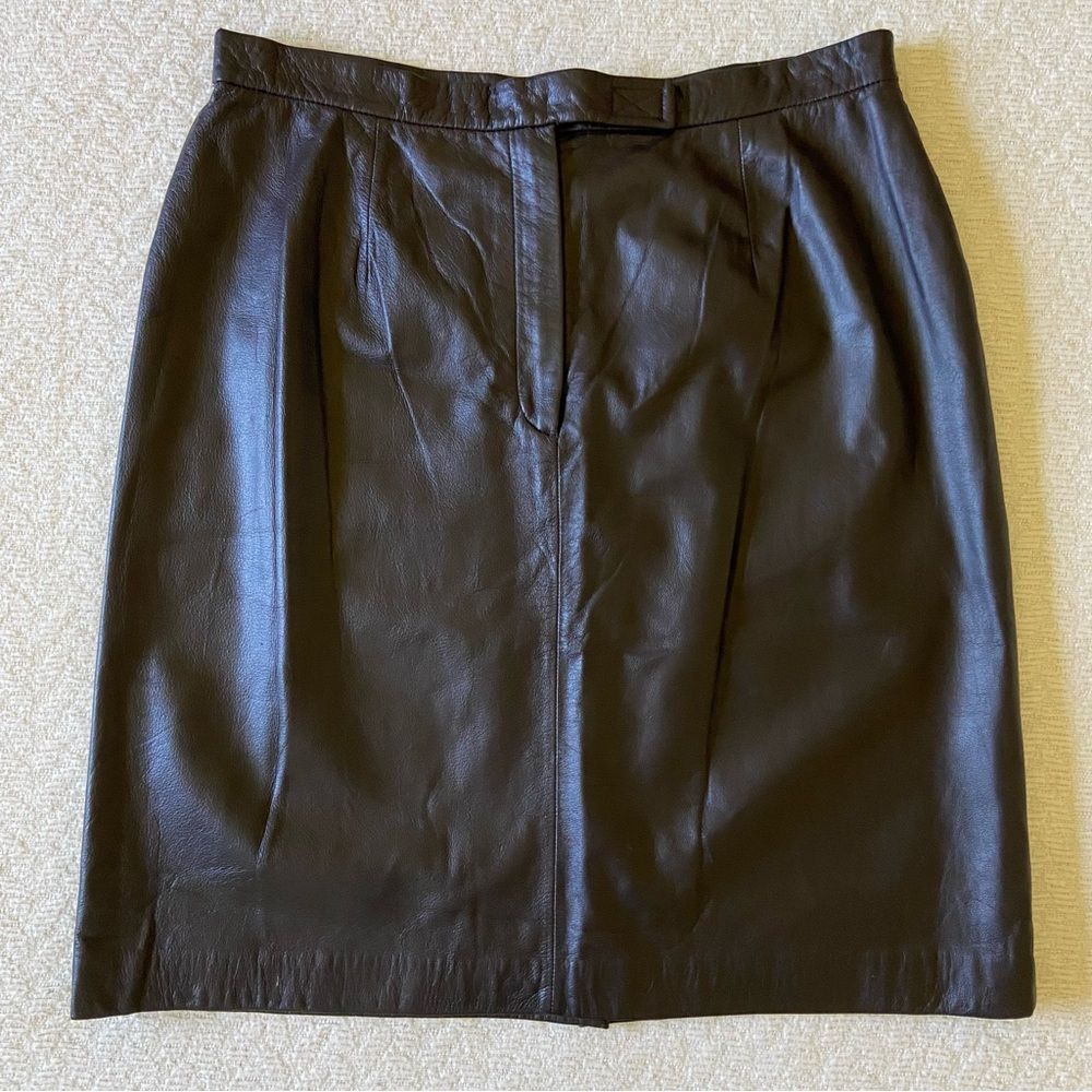 Apostrophe Brown Leather Skirt